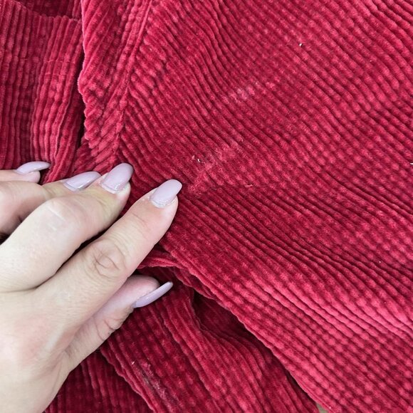 LL Bean Corduroy Shirt Jacket Womens L Red Flannel Lined Button Up Shacket Warm - Picture 9 of 11